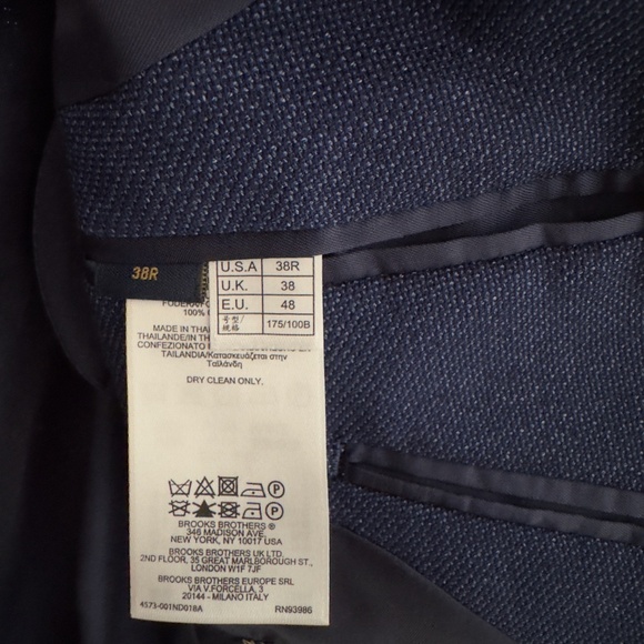 Brooks Brothers - 100% Wool - Milano Slim Fit - Blue Sportscoat Blazer - NEW - Picture 5 of 8